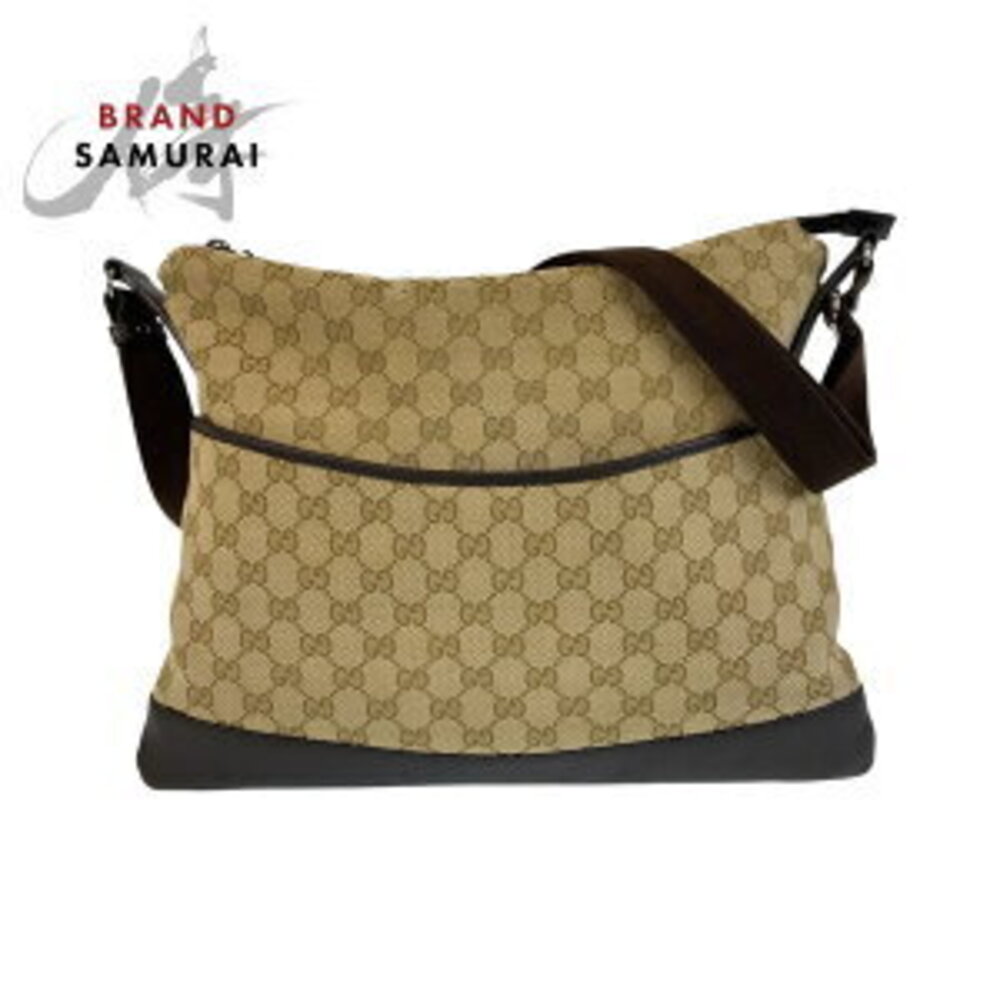 Gucci Bag Canvas Shoulder Beige GG Messenger Leather Tan Brown Crossbody - Picture 2 of 10